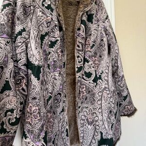 Chico's Green and Purple Paisley Jacket